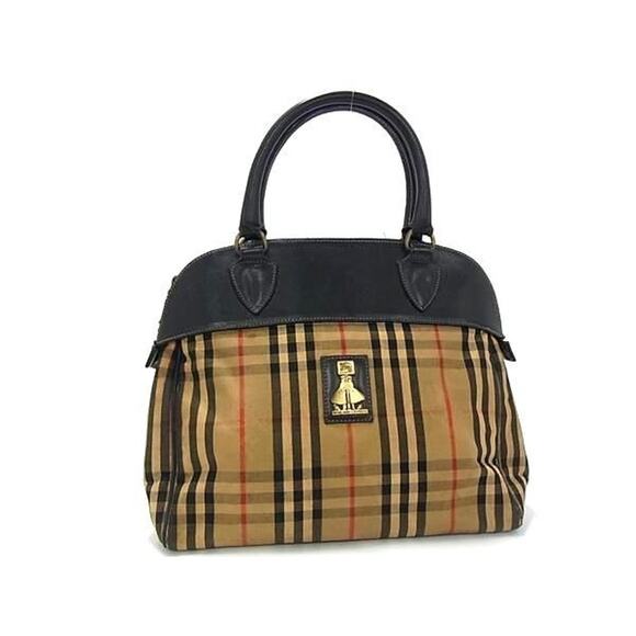 Burberry Nova Check Pattern Leather Hand Bag ESTLS-BR2 - Picture 1 of 15